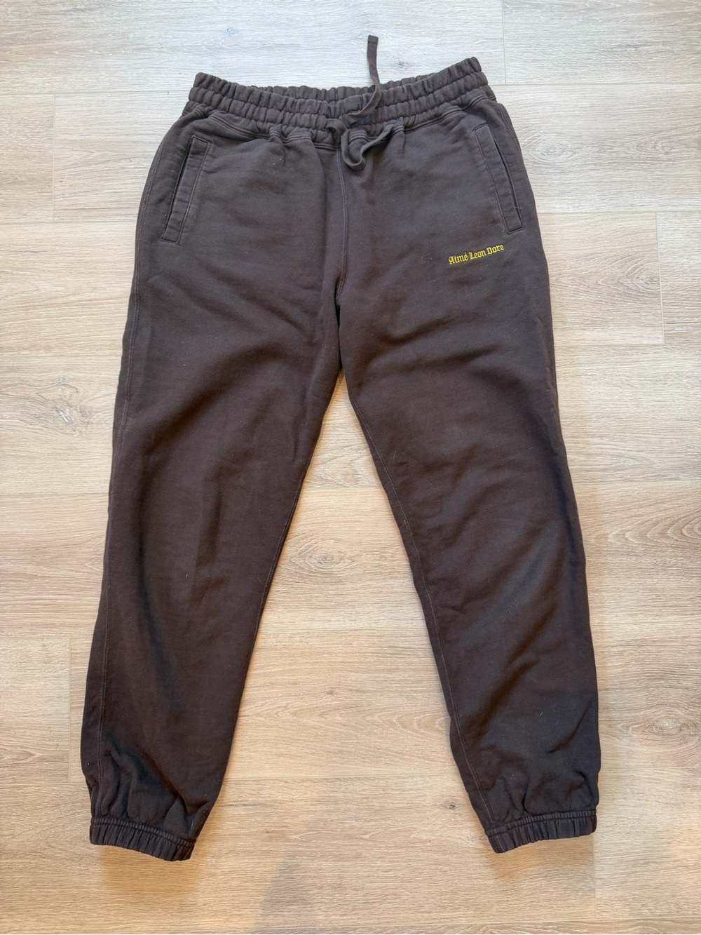 Aimé Leon Dore Brown Embroidered Logo Sweatpants Joggers Size M